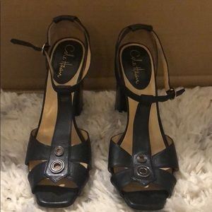 Black , leather sandals